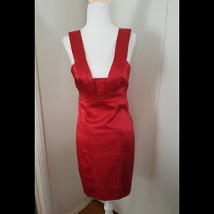 Single Brand Red Silk Sheath Dress